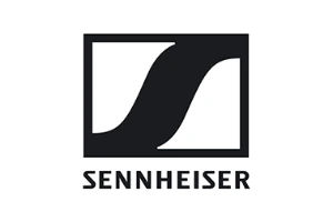 Sennheiser logo: black square with a stylized S and the SENNHEISER wordmark beneath.
