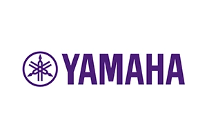 Yamaha logo: purple wordmark 'YAMAHA' with a circular tuning-fork emblem to the left.